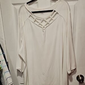 Catherines Ivory Blouse with Cutout Neckline